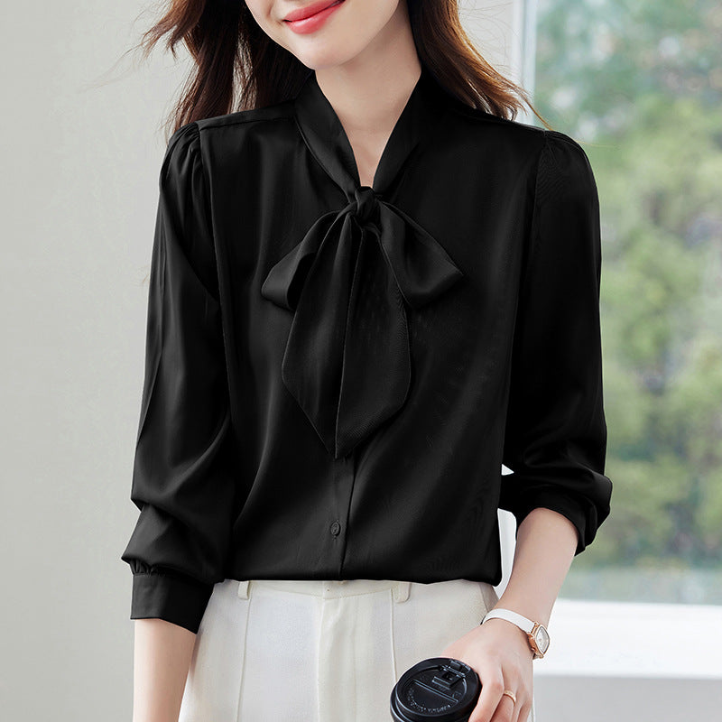 Women's Satin Bow Blouse | 7 Colors