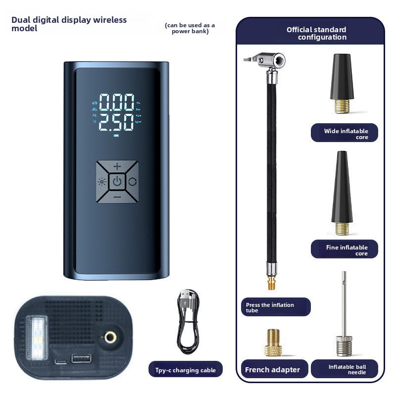 Portable Digital Car Tire Inflator with Power Bank Function
