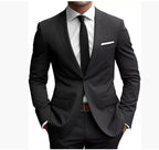 Men's Slim Fit Korean-Style Suit Black M