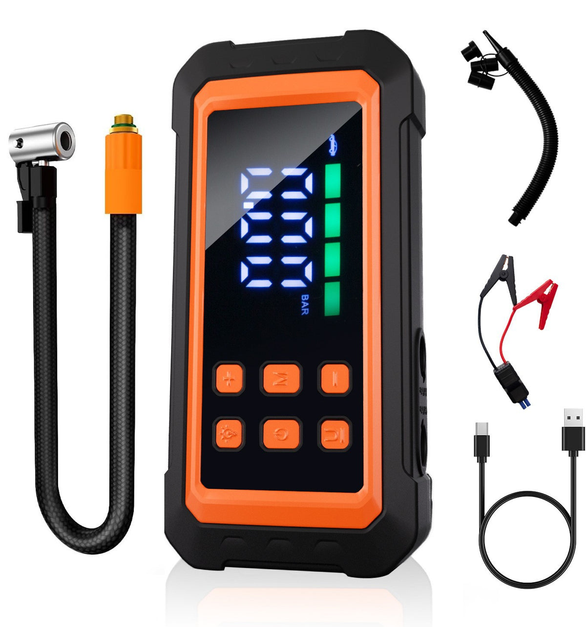 Portable Digital Car Tire Inflator with Power Bank Function