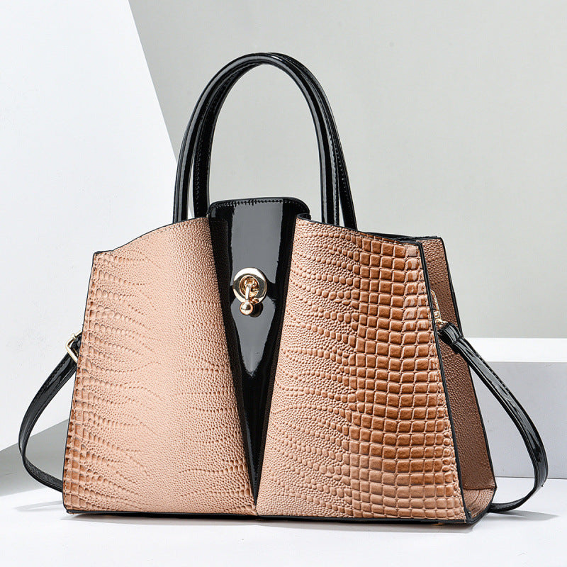 Women's Crocodile Pattern PU Tote with Lock Detail