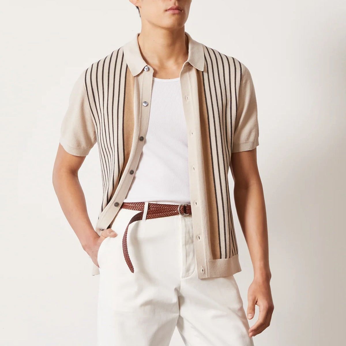 Men's Striped Ice Silk Polo Shirt