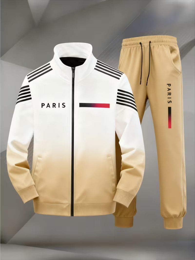 Men's Printed Zipper Jacket and Trousers Set YT6129170440 L