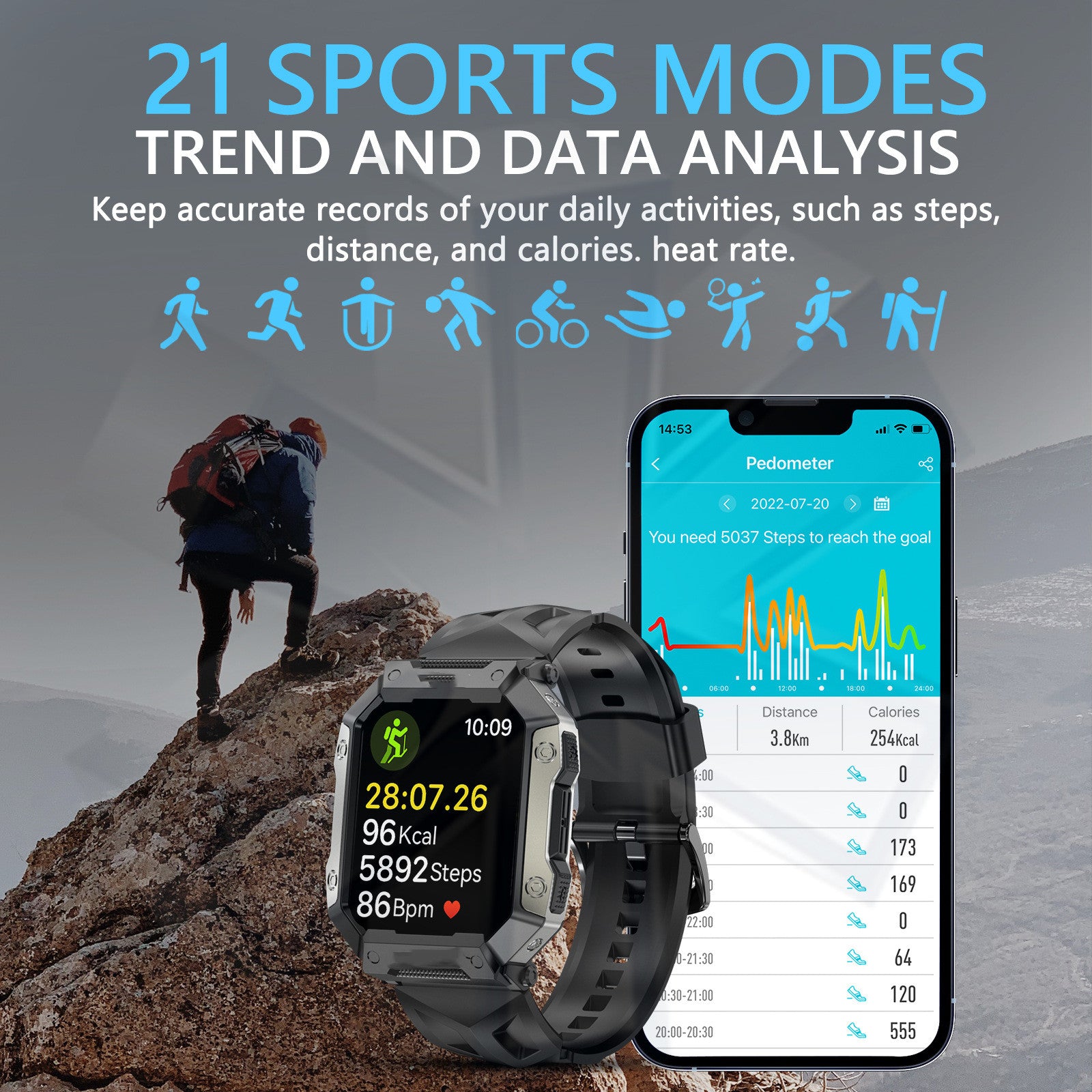Fashion Sports Heart Rate Smartwatch - Stylish Fitness & Health Monitor