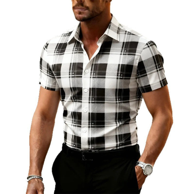 Men's 3D Plaid Print Stretch Shirt | 9 Patterns