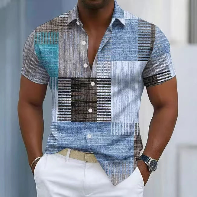 Men's Vintage Color Block Stretch Shirt | 5 Colors