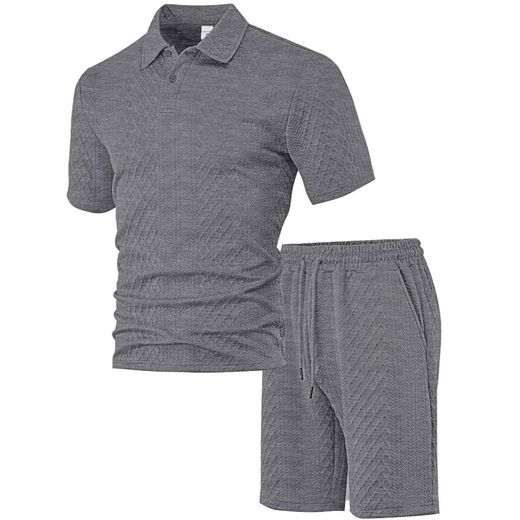 Men's Jacquard Polo Shorts Set Heather gray L
