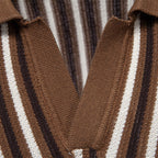 Men's Striped Notched Collar Polo – Viscose Blend