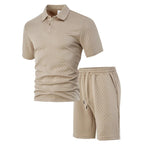 Men's Jacquard Polo & Shorts Set – Textured Luxury Casual | Fredlox Direct